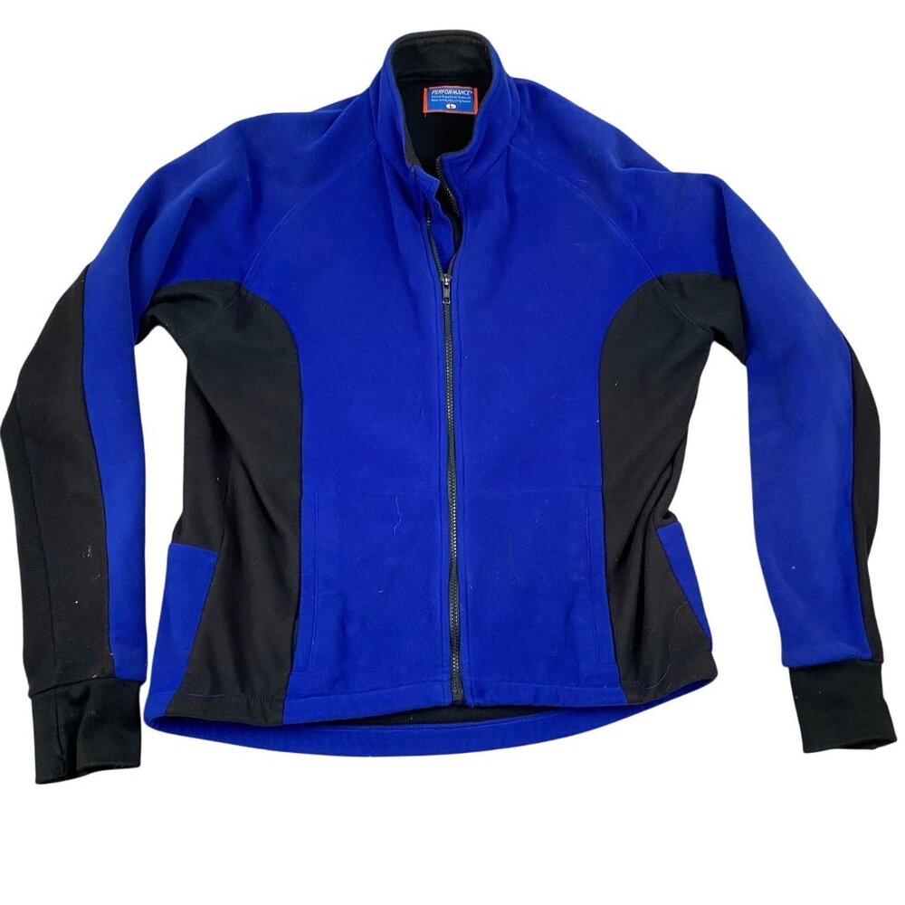 Performance Cycling Men's Jacket Large Blue & Black Fleece Full-Zip Outdoors